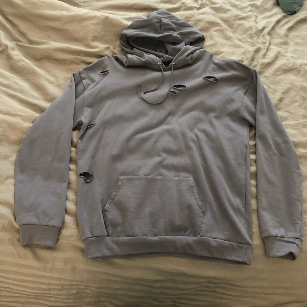 Oversized distressed grey hoodie
